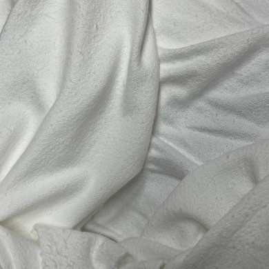 10m Plain Light Weight Towelling Fabric, White (Seconds)