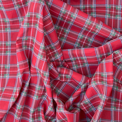 Red Royal Stewart Tartan Check Polycotton Fabric 45" Wide