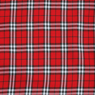 Large Check Tartan Polyviscose Fabric 60", Red