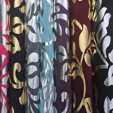 Prestige Silk taffeta fabrics, Symphony Floral Foil Print Taffeta Fabric