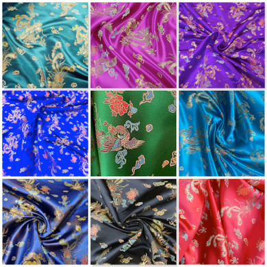 Oriental Chinese Dragon Silk Brocade Dress Fabric