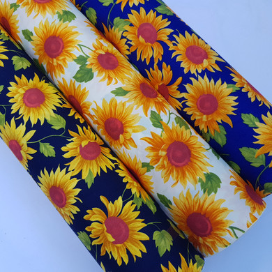 Large Sunflowers Rose & Hubble Cotton Poplin Fabric