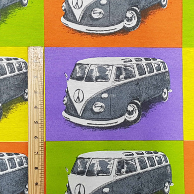 Camper Vans Print Craft Fabric, Multicoloured