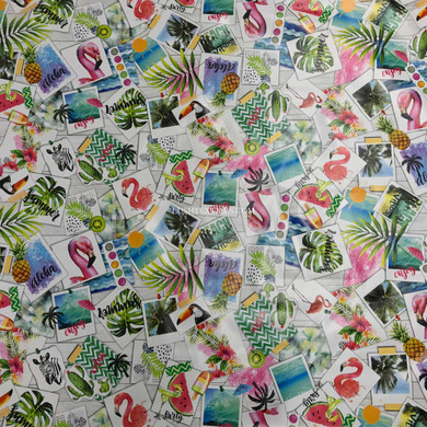 Tropical PVC Flamingos Oilcloth Fabric