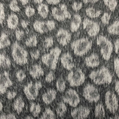 Leopard Spots Wool Blend Coat Fabric, Grey