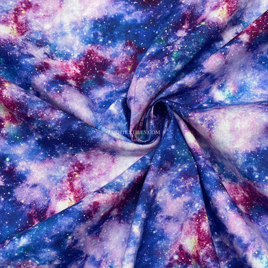 Scifi Galaxy Digital Cotton Craft Fabric 140cm Wide, Purple/Blue