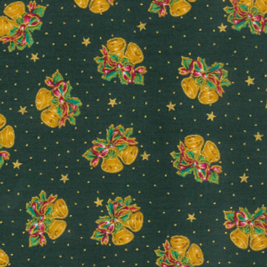 Christmas Jingle Bells Cotton Poplin Fabric 45", Green