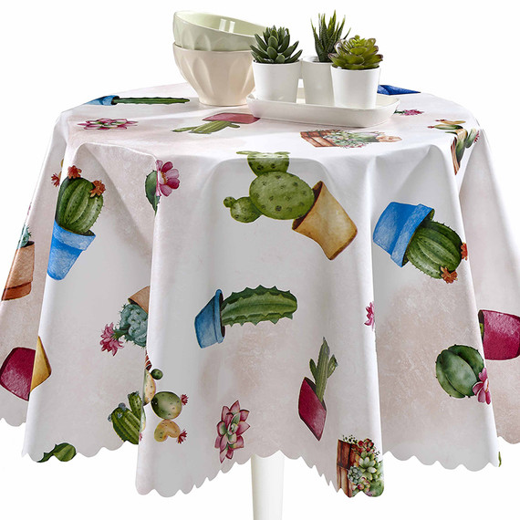 Cactus Print PVC Table Oilcloth Fabric