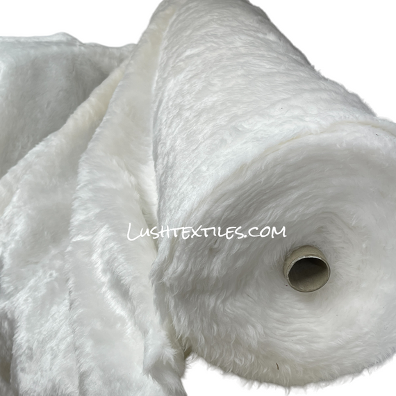 Plain Fun Faux Fur Fabric Material - Bright White
