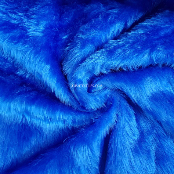 Plain Fun Short Pile Faux Fur Fabric Material, Royal Blue