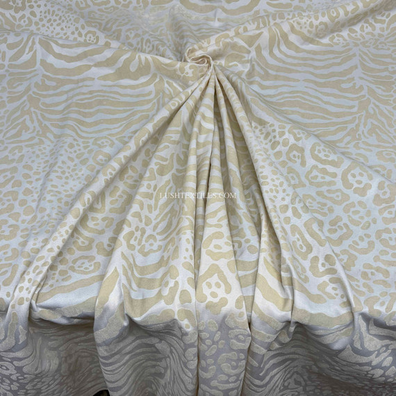 Safari Velvet Flock Cotton Panama Curtain Fabric, Cream