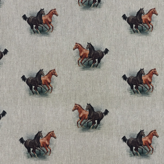 Galloping Horse Digital Linen Cotton Fabric
