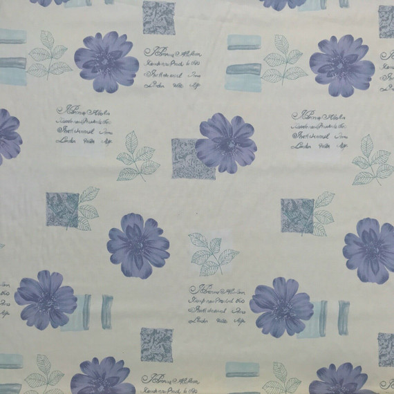 Cream & Lilac Flowers Vintage Cotton Curtain Fabric