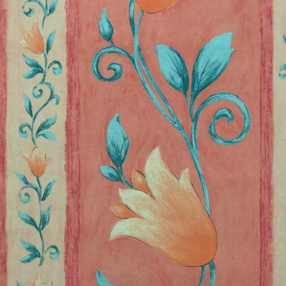 Tulip Flowers Cotton Vintage Craft Fabric, Orange