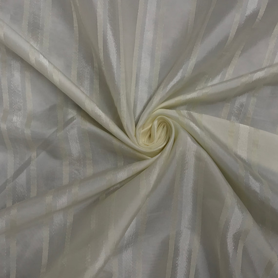 Fabric Shop UK, Striped Embroidery Taffeta Fabric, Cream