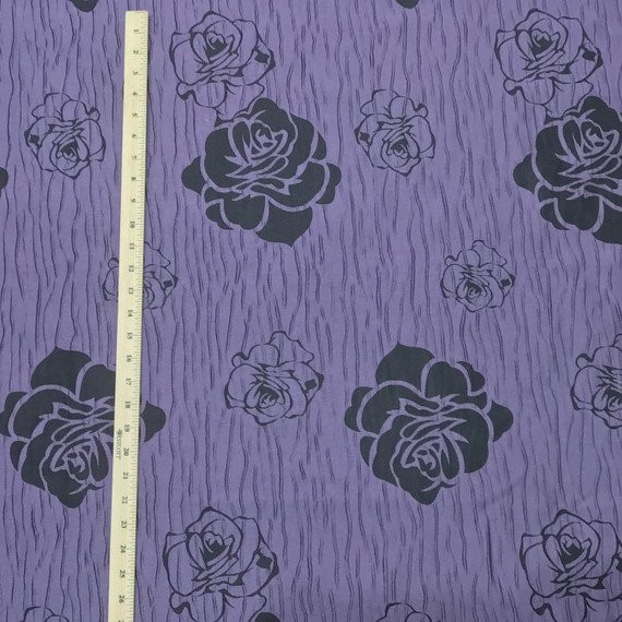 Black Rose Slub Upholstery Curtain Brocade Fabric, Purple