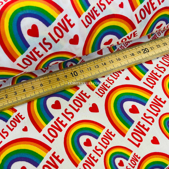 Love Is Love Rainbow Pride Polycotton Fabric