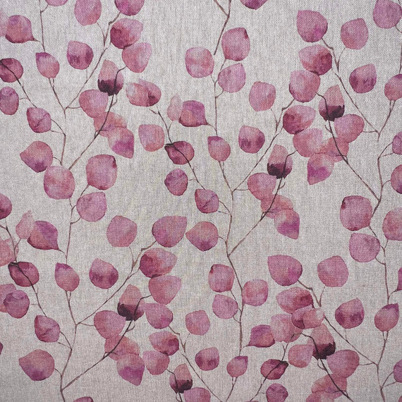 Eucalyptus Money Leaf Cotton Linen Upholstery Fabric, Rose