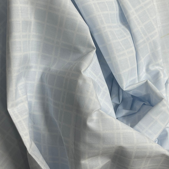 White CHECK Pattern Cotton Print FABRIC KING Wholesale, Sky Blue 140cm