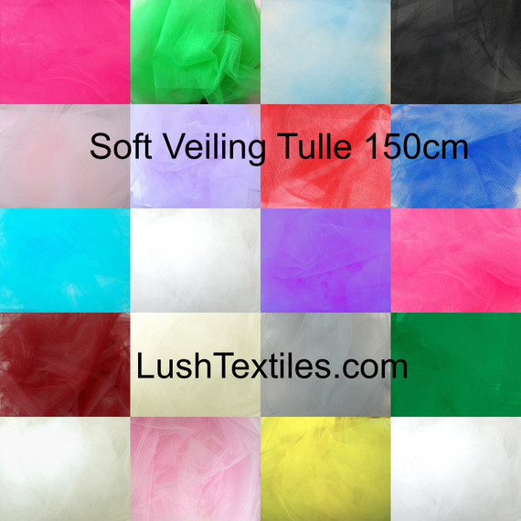 Super fine Soft Illusion Tulle Fabric 150cm Wide - Very Delicate Veiling Fabric - Sold by The metre - Prom, Underskirt, Veil