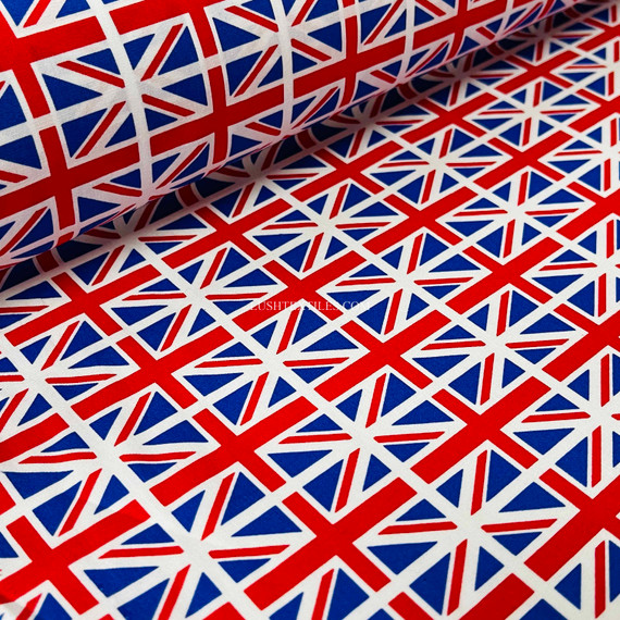 Small Jack Flags Cotton Poplin Fabric - Great Britain, GB Queens Union Flag Union Jack Patriotic, British