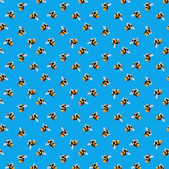 Bumblebee Digital Cotton Craft Bee Fabric 140cm Wide, Turquoise