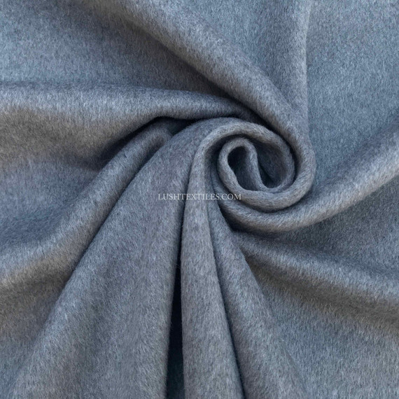 Plain Wool Blend Fabric,  Grey