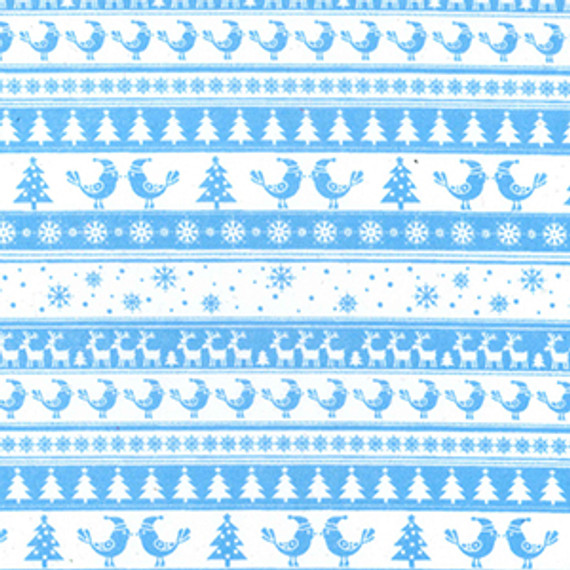 Fairisle Christmas Jumper Print Polycotton Fabric, Blue