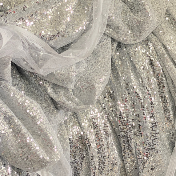 Heavy Bling Sequins Fabric 3mm Craft Bridal Dress Glitter Tablecloth Material