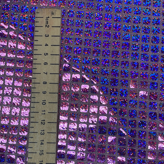 Square Hologram Sparkly Sequins Fabric, Purple