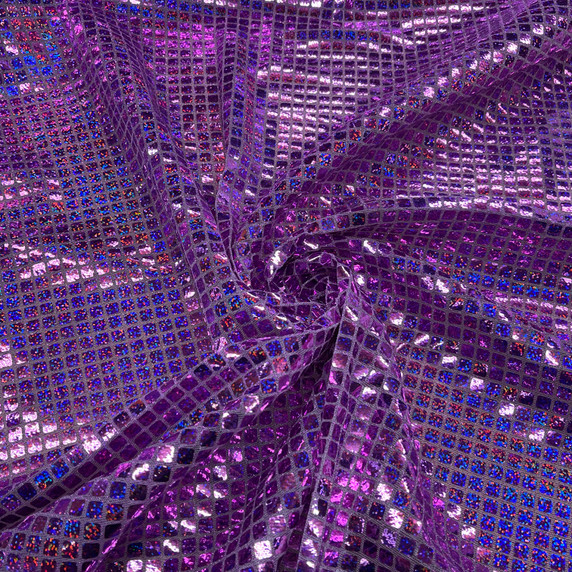 Square Hologram Sparkly Sequins Fabric, Purple