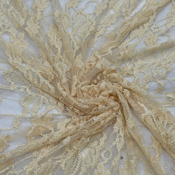 Spandex Floral Dress Lace Fabric, Beige
