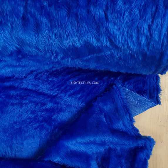 Plain Fun Short Pile Faux Fur Fabric Material, Royal Blue