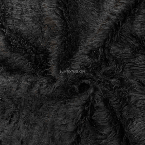 Plain Fun Short Pile  Faux Fur Fabric Material, Black