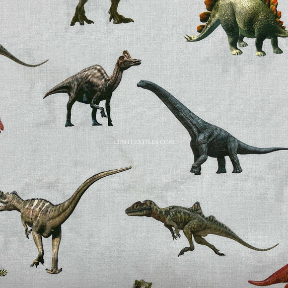 Dinosaurs Jurassic World Digital Cotton Craft Fabric 140cm Wide, Silver