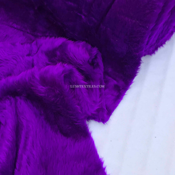 Plain Fun Short Pile Faux Fur Fabric Material, Purple