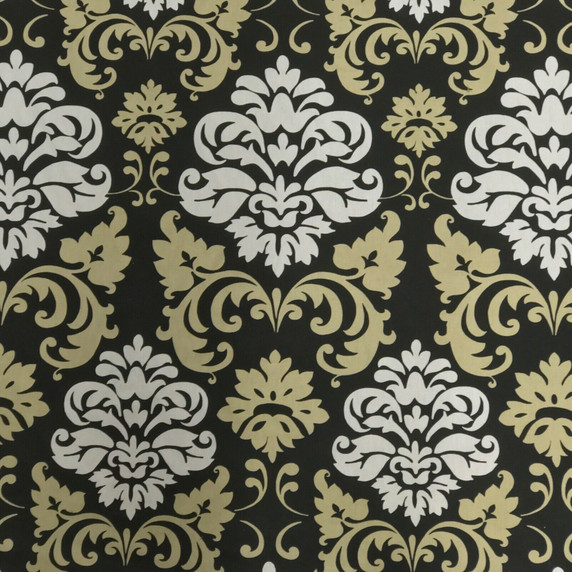 Orly Damask Cotton Fabric, Beige/Black