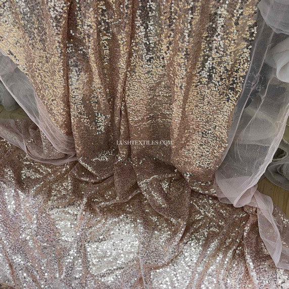 Heavy Sequins Bling Fabric, Rose Gold