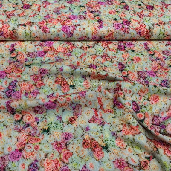 Floral Roses Print Digital Cotton Craft Fabric, 140cm Wide