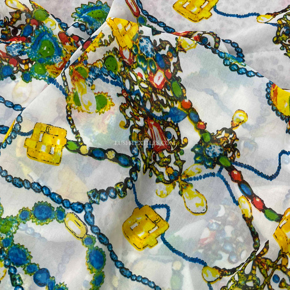 Chains Print Dress Chiffon Fabric