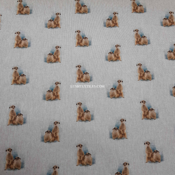 Digital Print Cotton Animal Linen Canvas Fabric, Meerkat