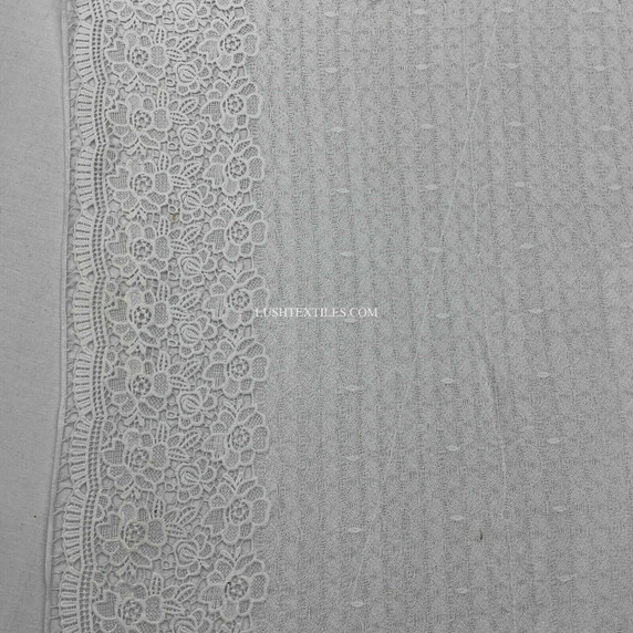 Heavy Embroidery Floral Lace Bridal Wedding Fabric, White