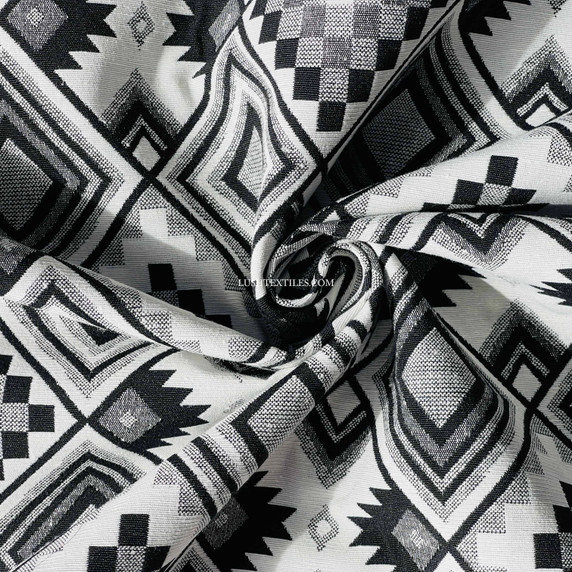 Large Aztec Tapestry Upholstery Fabric, Black/White Large Aztec Tapestry Upholstery Fabric, Black/White