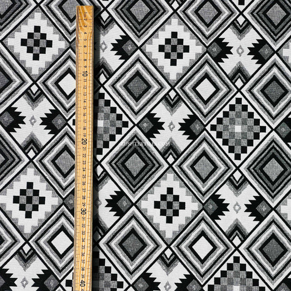 Large Aztec Tapestry Upholstery Fabric, Black/White