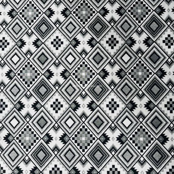 Large Aztec Tapestry Upholstery Fabric, Black/White