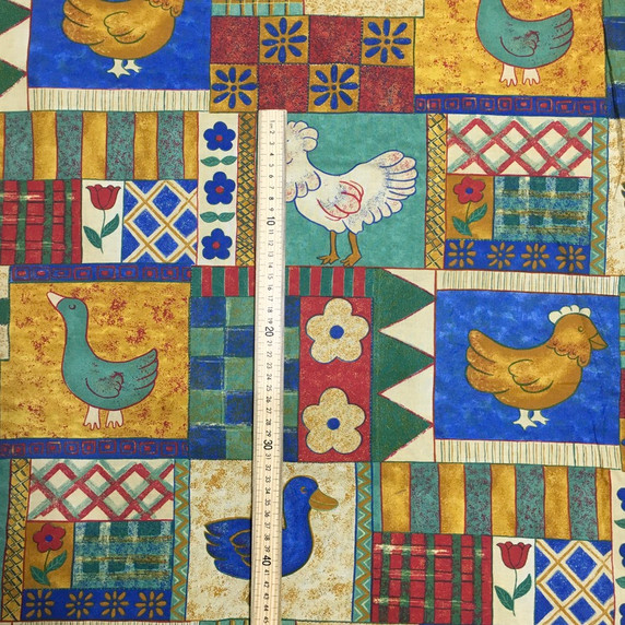 Chickens & Ducks Cotton Kitchen Curtains Fabric