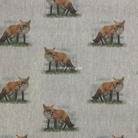 Orange Fox Digital Print Linen Upholstery Fabric