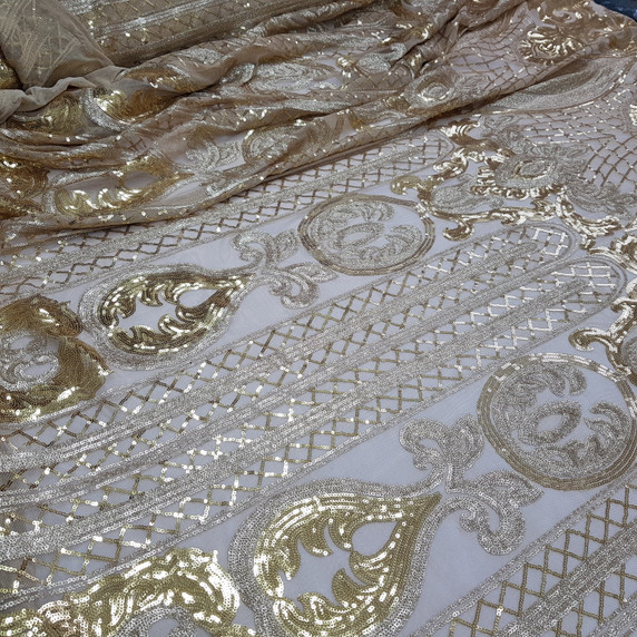 Gold Heavy Sequins Lace