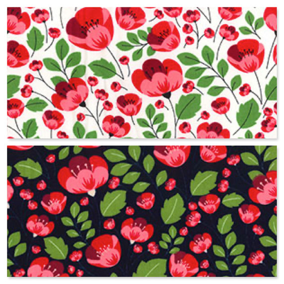 Red Tulip Flowers Rose & Hubble Cotton Poplin Fabric