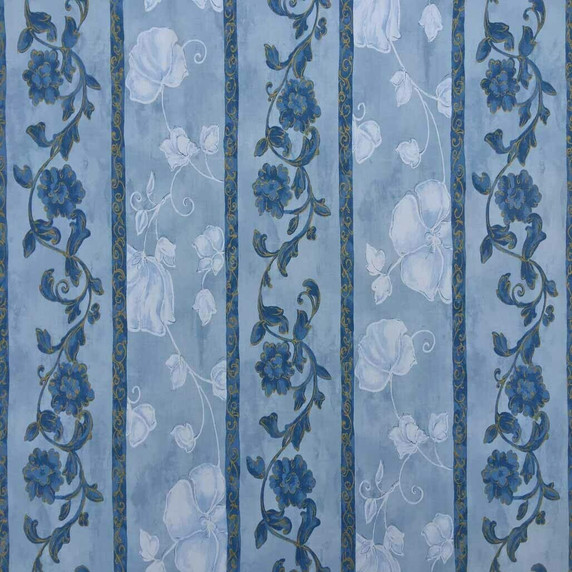 Blue Floral Printed Cotton Vintage Fabric